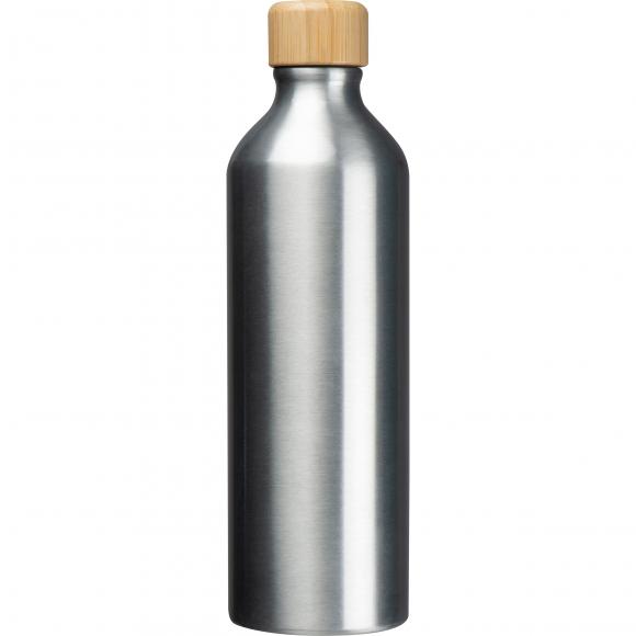 Trinkflasche aus recyceltem Aluminium mit Gravur / 750 ml / Farbe: silbergrau