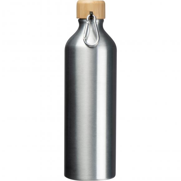 Trinkflasche aus recyceltem Aluminium mit Gravur / 750 ml / Farbe: silbergrau