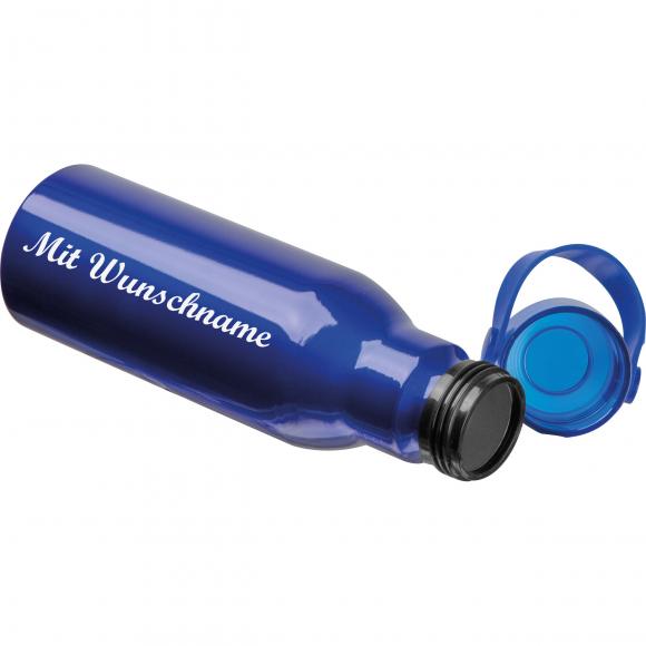 Trinkflasche aus recyceltem Aluminium mit Namensgravur - 750ml - Farbe: blau