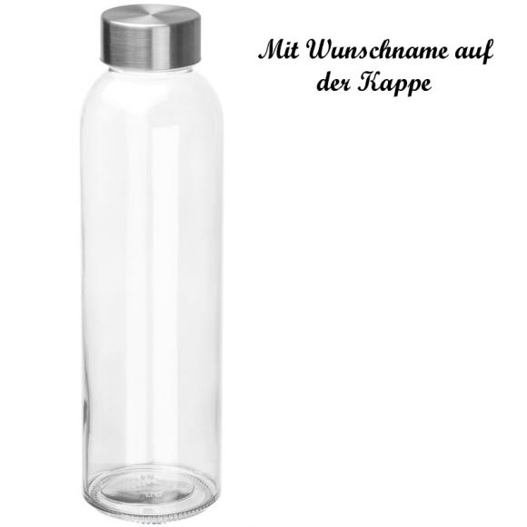 Trinkflasche mit Namensgravur - aus Glas - 500ml - Farbe: transparent klar