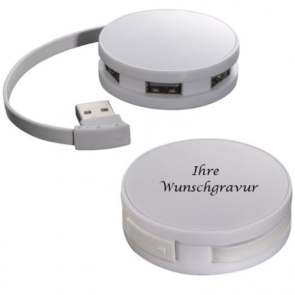 USB-Hub mit Gravur / mit 4 Anschlüssen / USB Verteiler / rund