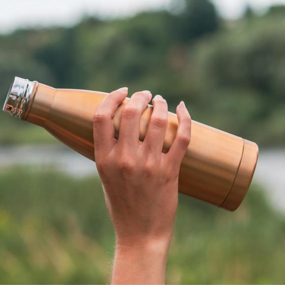 Vakuum Trinkflasche aus Edelstahl mit Gravur / 500ml / Farbe: gold