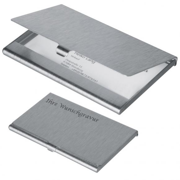 Visitenkartenetui mit Gravur / aus Aluminium / Farbe: grau/silbergrau