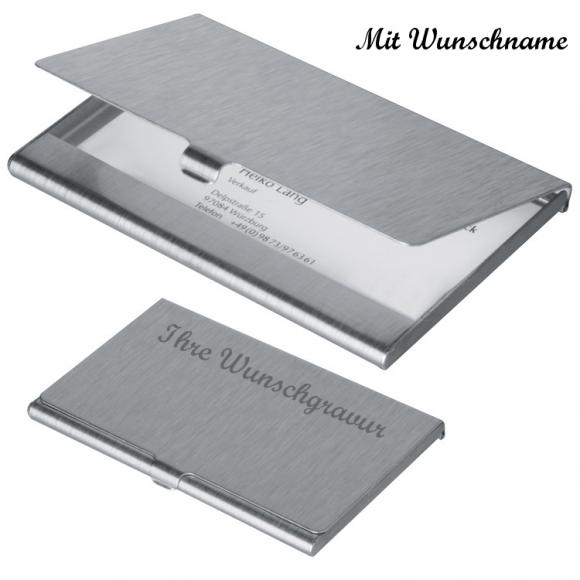 Visitenkartenetui mit Namensgravur - aus Aluminium - Farbe: grau-silbergrau