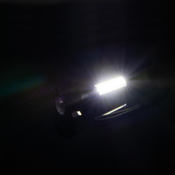 Wiederaufladbare COB-Taschenlampe mit Gravur / Sicherheitshammer, Gurtschneider