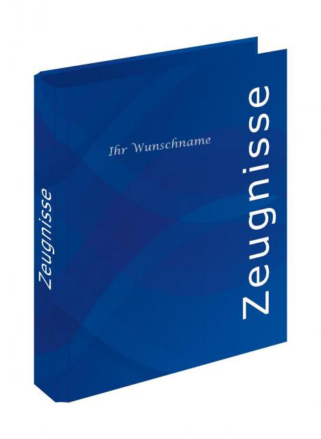 Zeugnismappe mit silbergefärbter Gravur / Zeugnisringbuch / Farbe: blau