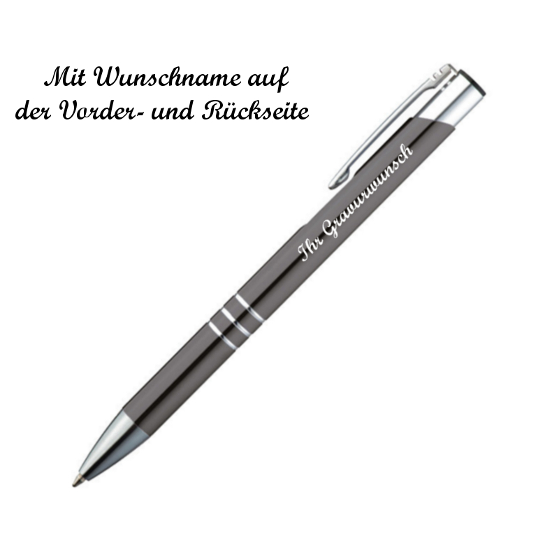 Kugelschreiber aus Metall mit Namensgravur Farbe anthrazit 