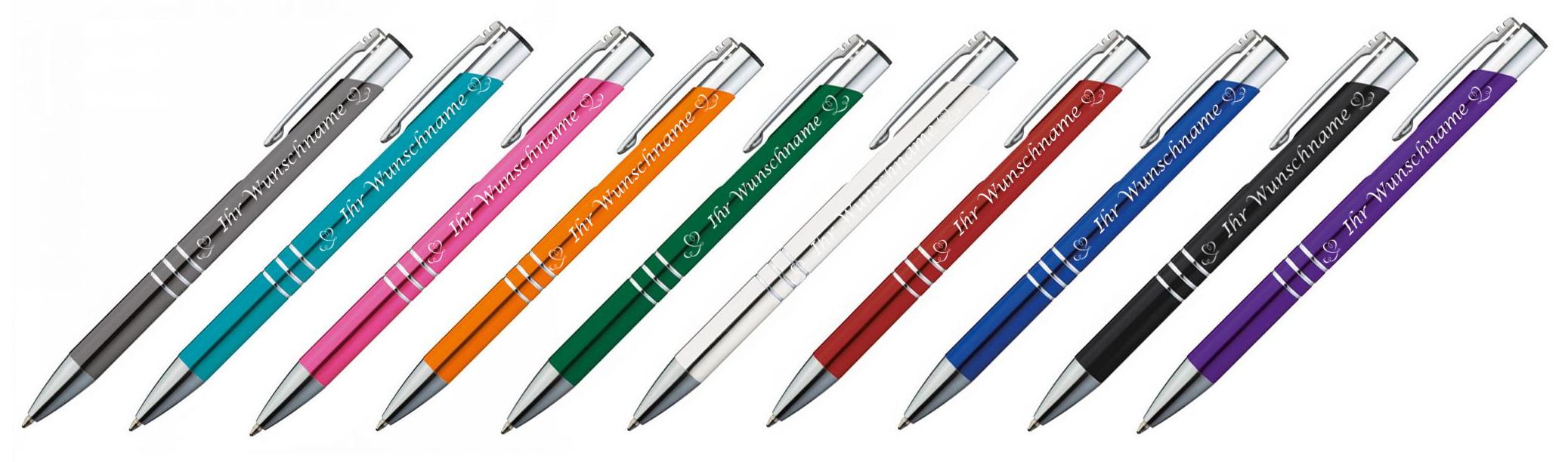 10 Kugelschreiber aus Metall Farbe rot