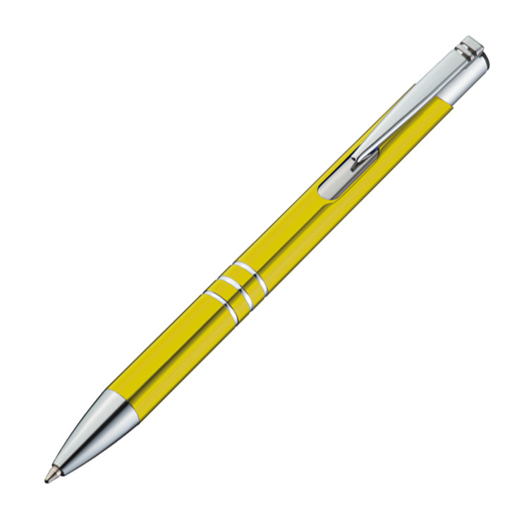 gelb Kugelschreiber aus Metall mit Gravur mit Pappetui Farbe 