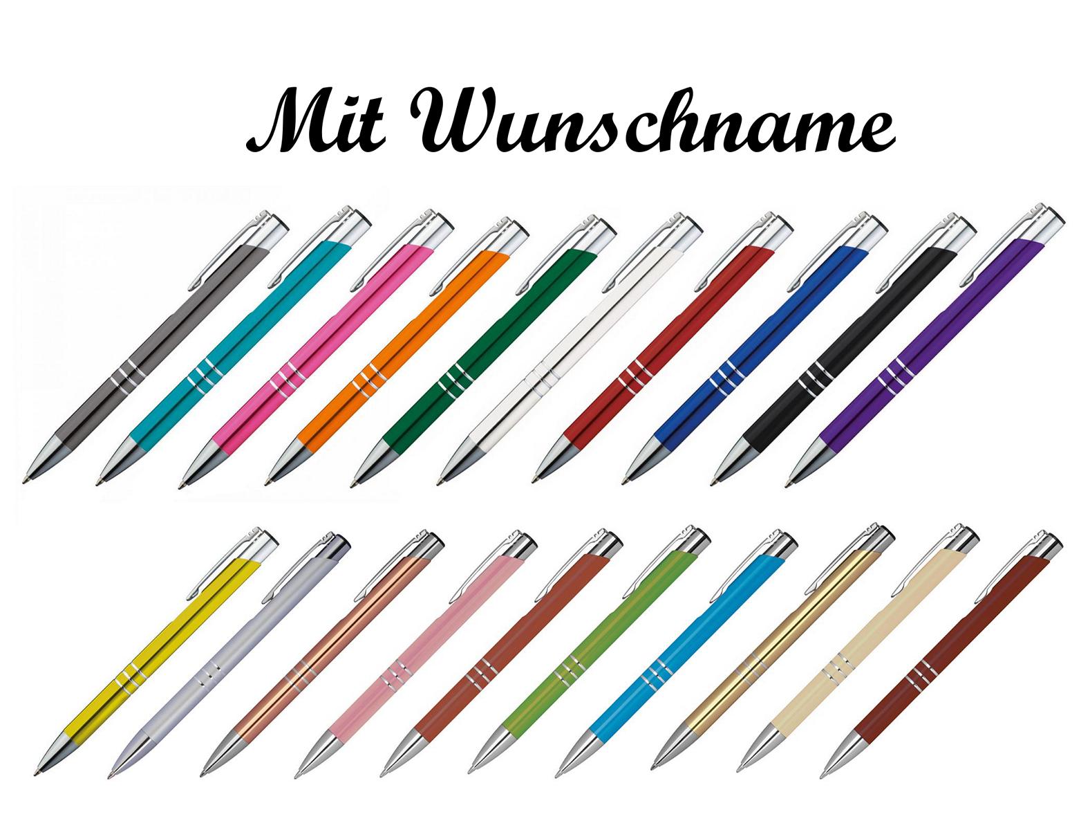 20 verschiedene Farben 20 Touchpen Kugelschreiber aus Metall mit Gravur