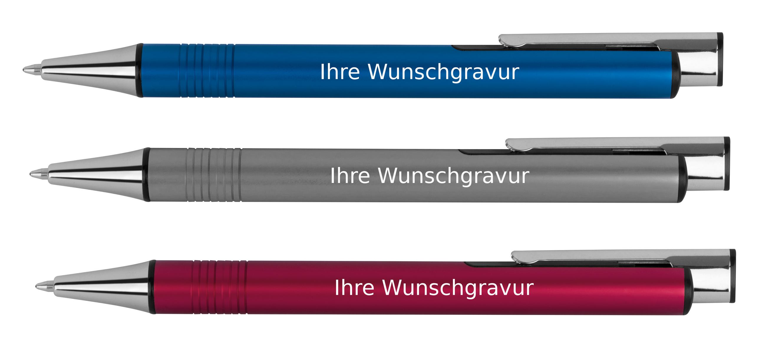 Farbe je1x anthrazit 3 Kugelschreiber aus Metall blau und rot 