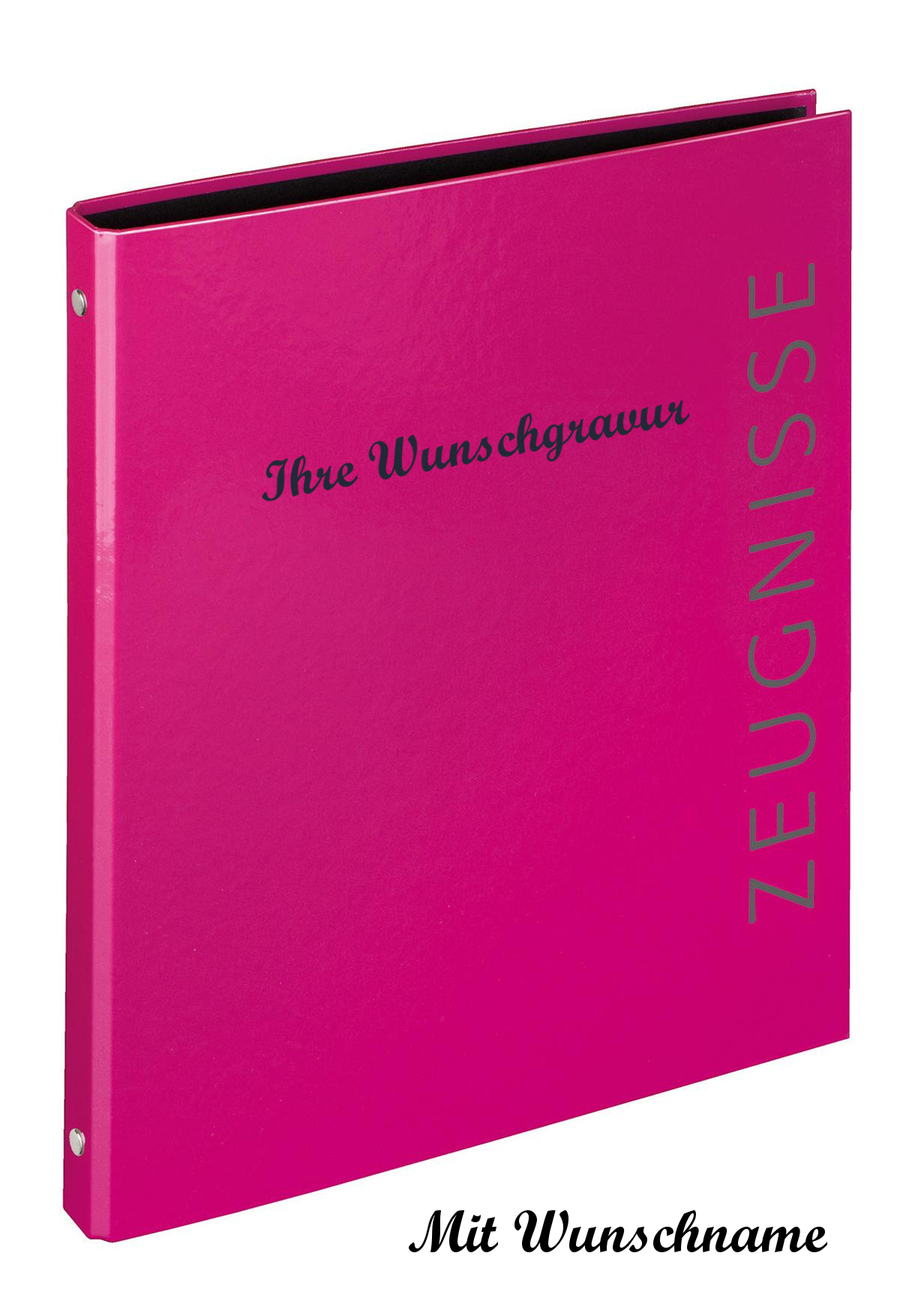 Zeugnismappe mit Namensgravur Farbe pink Zeugnisringbuch