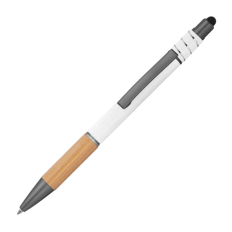 10 Fidget Touchpen-Kugelschreiber mit Gravur / aus Metall / Farbe: weiß