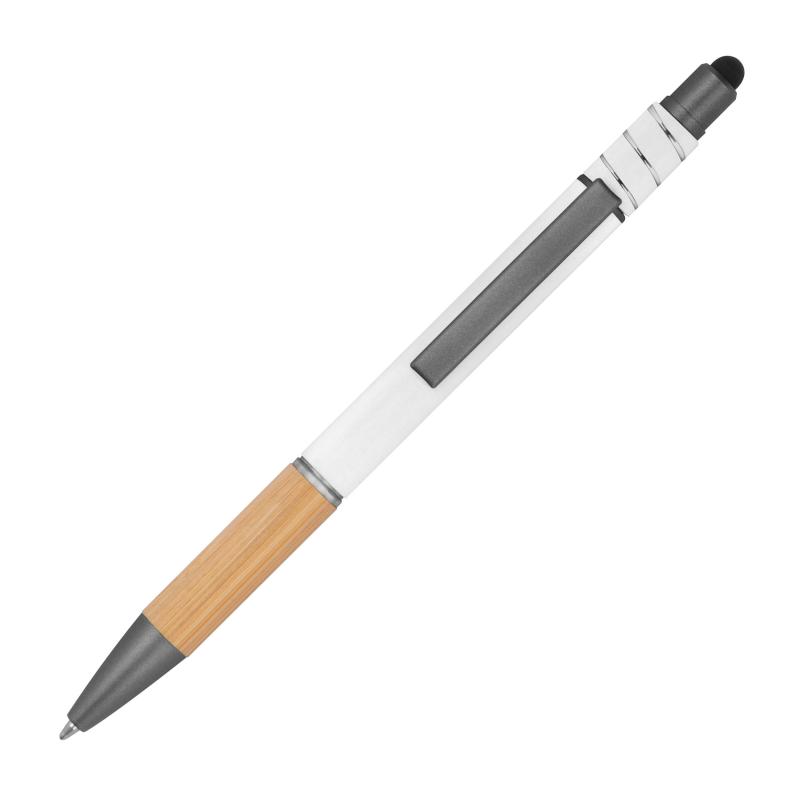 10 Fidget Touchpen-Kugelschreiber mit Gravur / aus Metall / Farbe: weiß