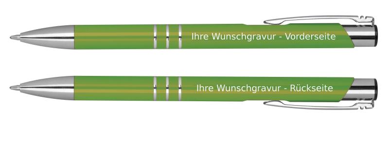 10 Kugelschreiber aus Metall mit beidseitige Gravur / 10 verschiedene Farben