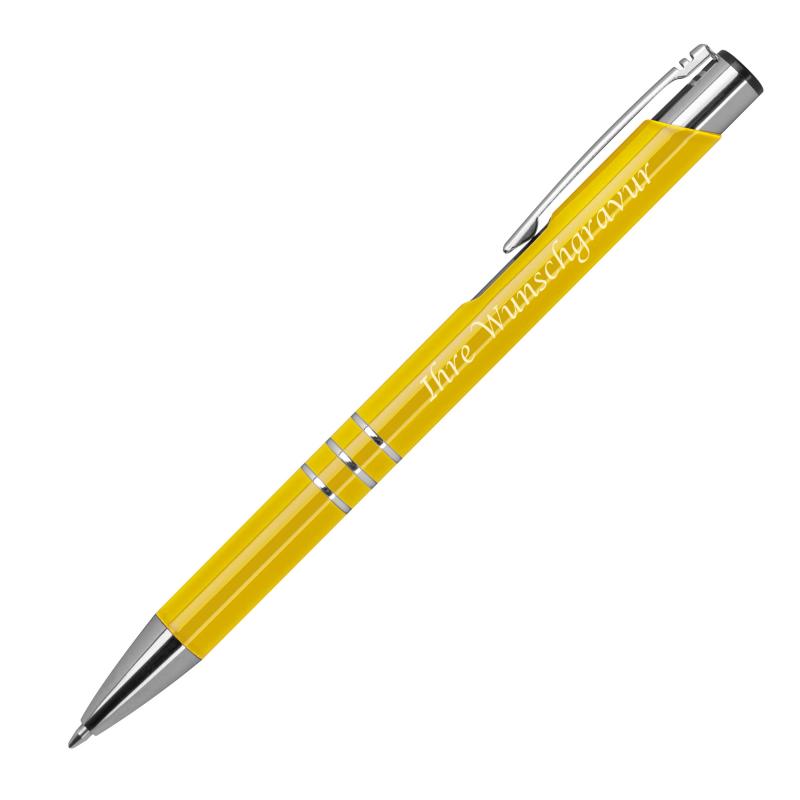 10 Kugelschreiber aus Metall mit Gravur / vollfarbig lackiert / 10 Farben (matt)