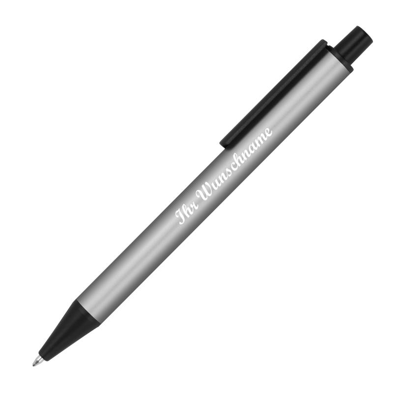 10 Kugelschreiber aus Metall mit Namensgravur - Farbe: metallic silber
