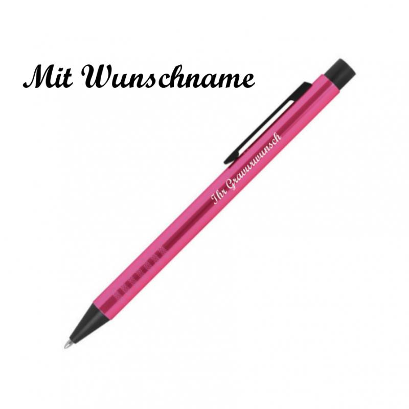 10 Kugelschreiber aus Metall mit Namensgravur - Farbe: pink