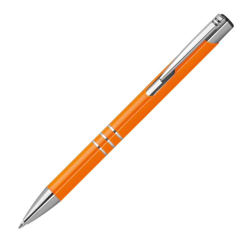 10 Kugelschreiber aus Metall mit Namensgravur - lackiert - orange (matt)