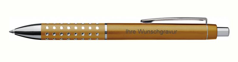 10 Kugelschreiber mit Gravur / "Glitzer" / Farbe: gold