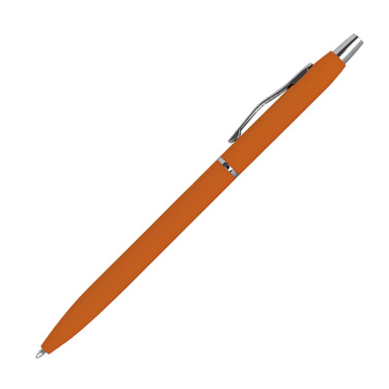 10 Kugelschreiber mit Gravur / aus Metall / gummiert / Farbe: orange