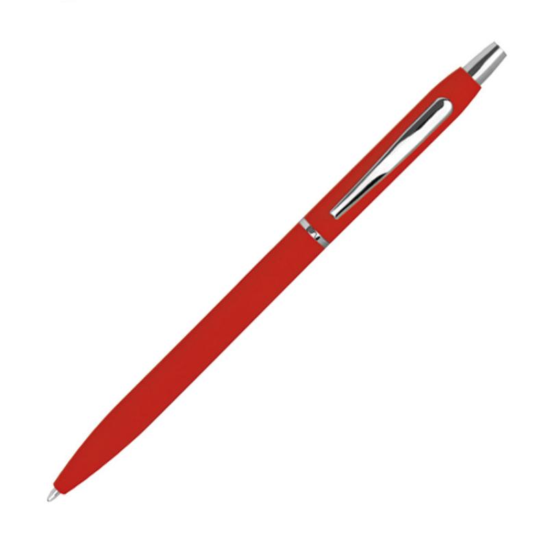 10 Kugelschreiber mit Gravur / aus Metall / gummiert / Farbe: rot