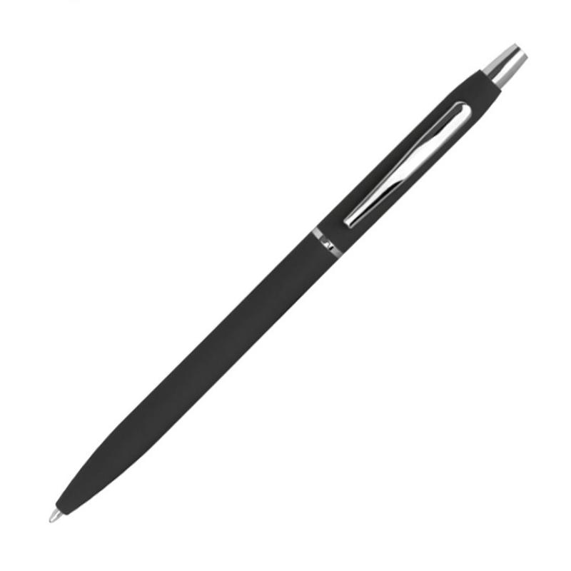 10 Kugelschreiber mit Gravur / aus Metall / gummiert / Farbe: schwarz
