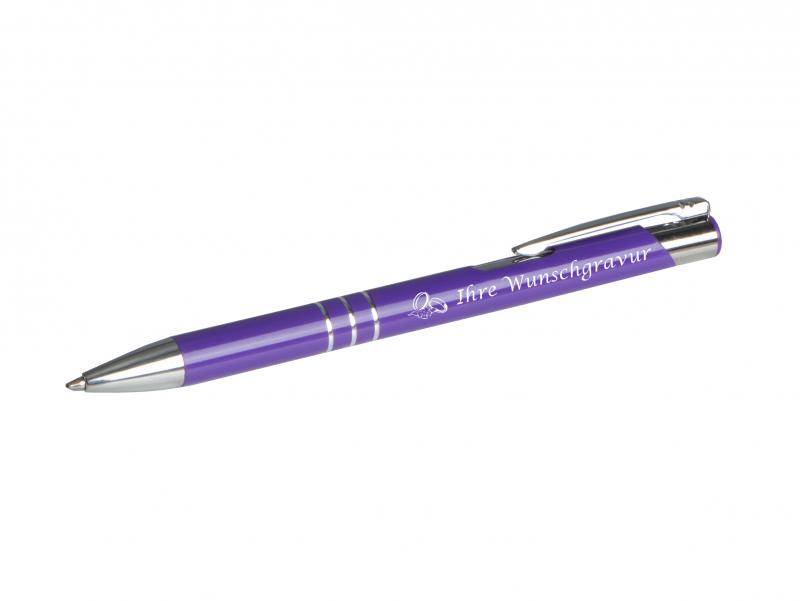 10 Kugelschreiber mit Gravur "Hochzeit" / aus Metall / Farbe: violett