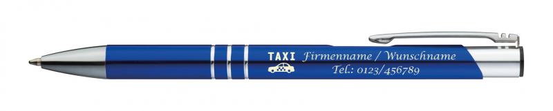 10 Kugelschreiber mit Gravur "Taxi" / aus Metall / Farbe: blau