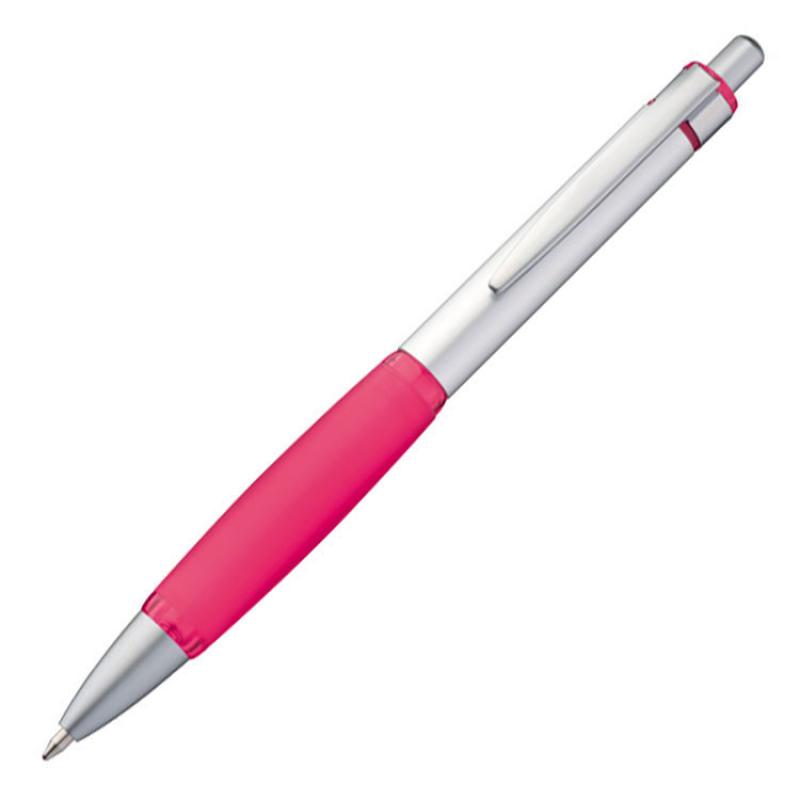 10 Kugelschreiber mit Namensgravur - aus Metall - Farbe: silber-pink