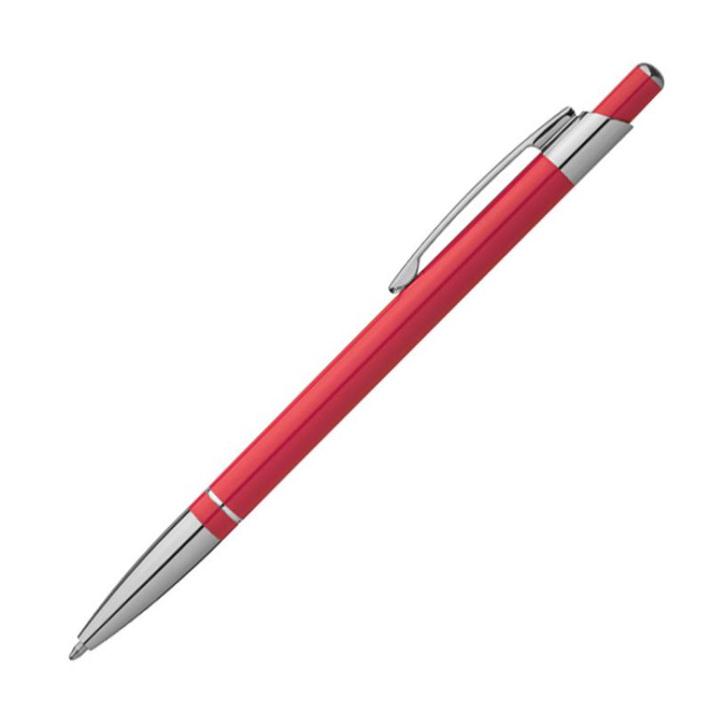 10 Kugelschreiber mit Namensgravur - aus Metall - slimline - Farbe: rot