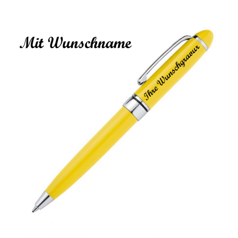 10 Minikugelschreiber mit Namensgravur - aus Metall - Farbe: gelb