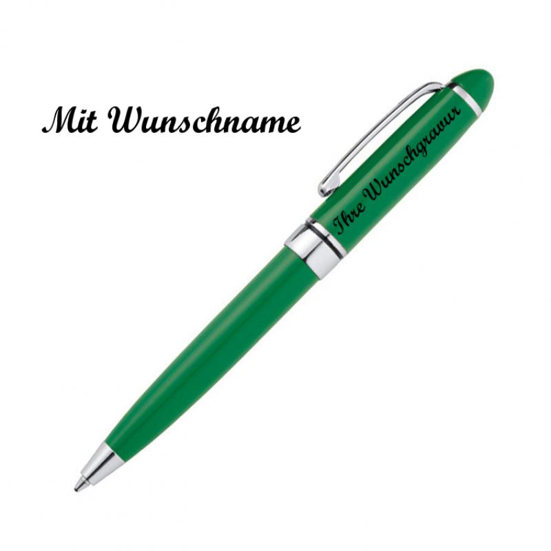 10 Minikugelschreiber mit Namensgravur - aus Metall - Farbe: grün