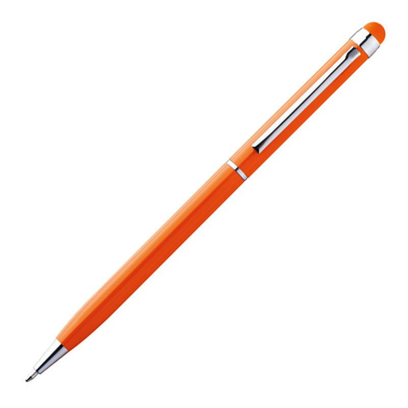 10 Touchpen Drehkugelschreiber mit Namensgravur - aus Edelstahl - Farbe: orange