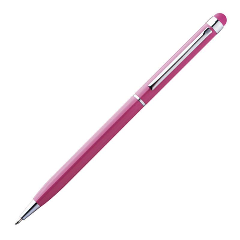 10 Touchpen Drehkugelschreiber mit Namensgravur - aus Edelstahl - Farbe: pink