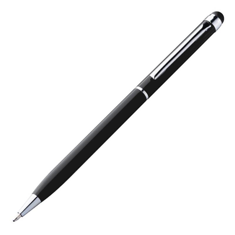 10 Touchpen Drehkugelschreiber mit Namensgravur - aus Edelstahl - Farbe: schwarz