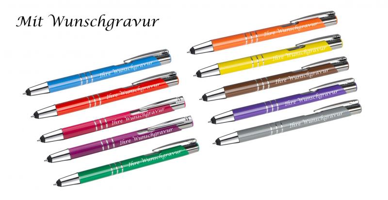 hellblau 10 Touchpen Kugelschreiber aus Metall mit Gravur Farbe 