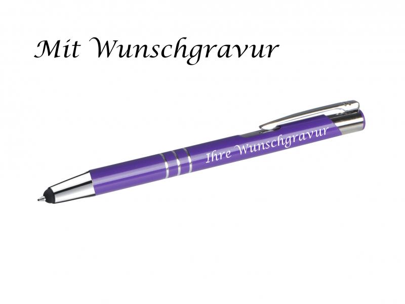 10 Touchpen Kugelschreiber aus Metall mit Gravur  / 10 verschiedene Farben