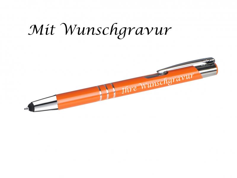 10 Touchpen Kugelschreiber aus Metall mit Gravur  / 10 verschiedene Farben