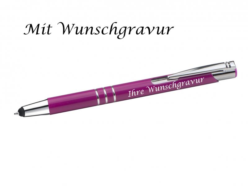 10 Touchpen Kugelschreiber aus Metall mit Gravur  / 10 verschiedene Farben