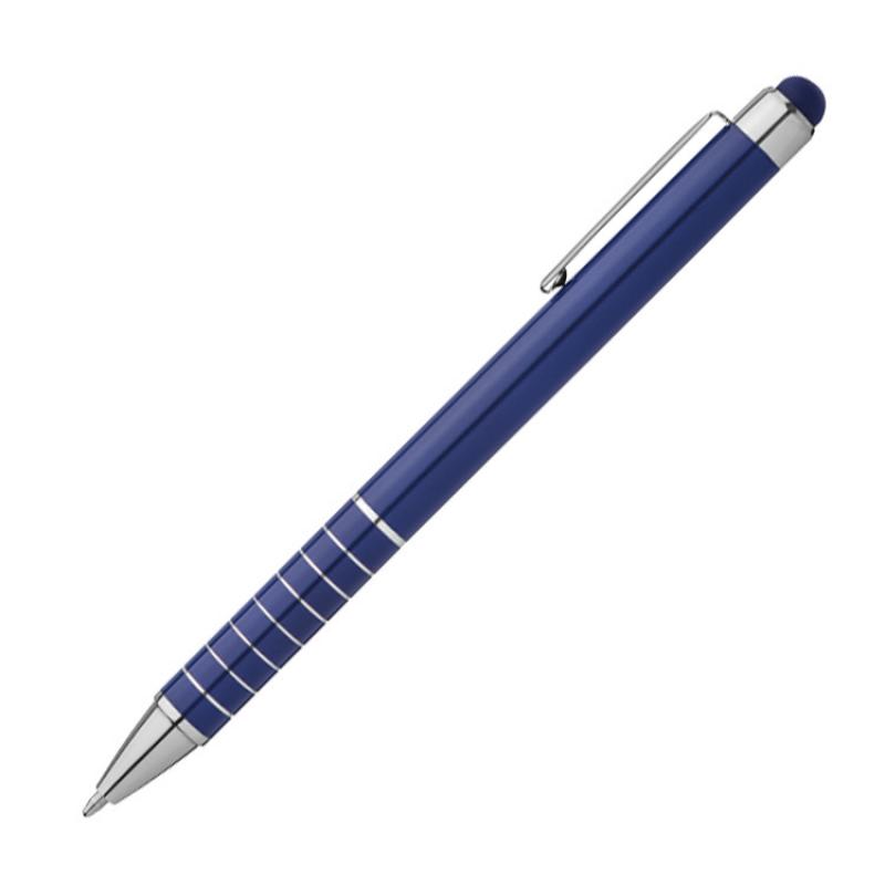 10 Touchpen Kugelschreiber mit Gravur / aus Metall / Farbe: blau