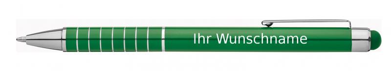 10 Touchpen Kugelschreiber mit Gravur / aus Metall / Farbe: grün