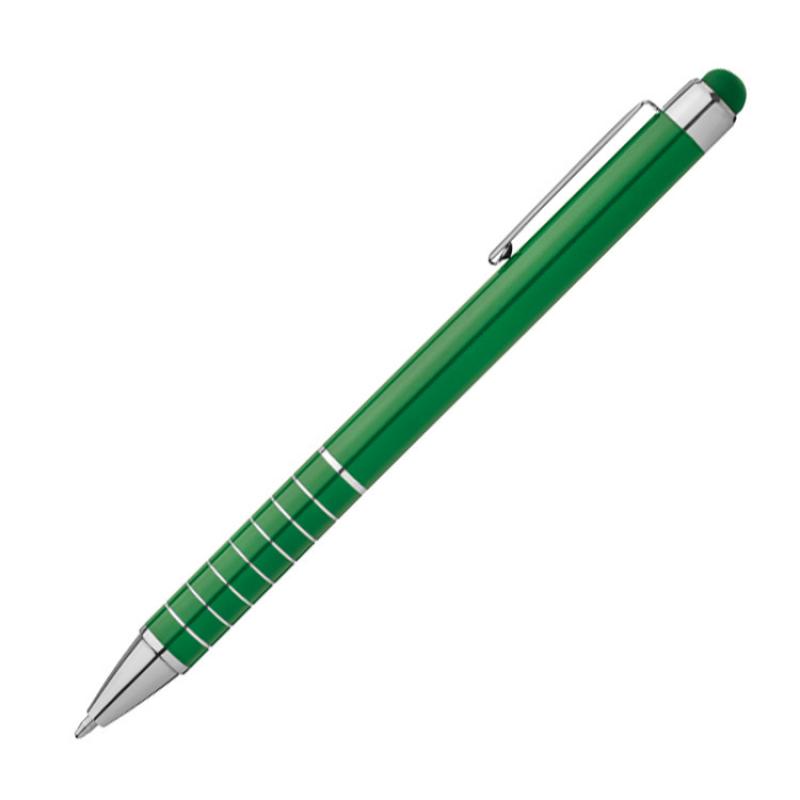 10 Touchpen Kugelschreiber mit Gravur / aus Metall / Farbe: grün