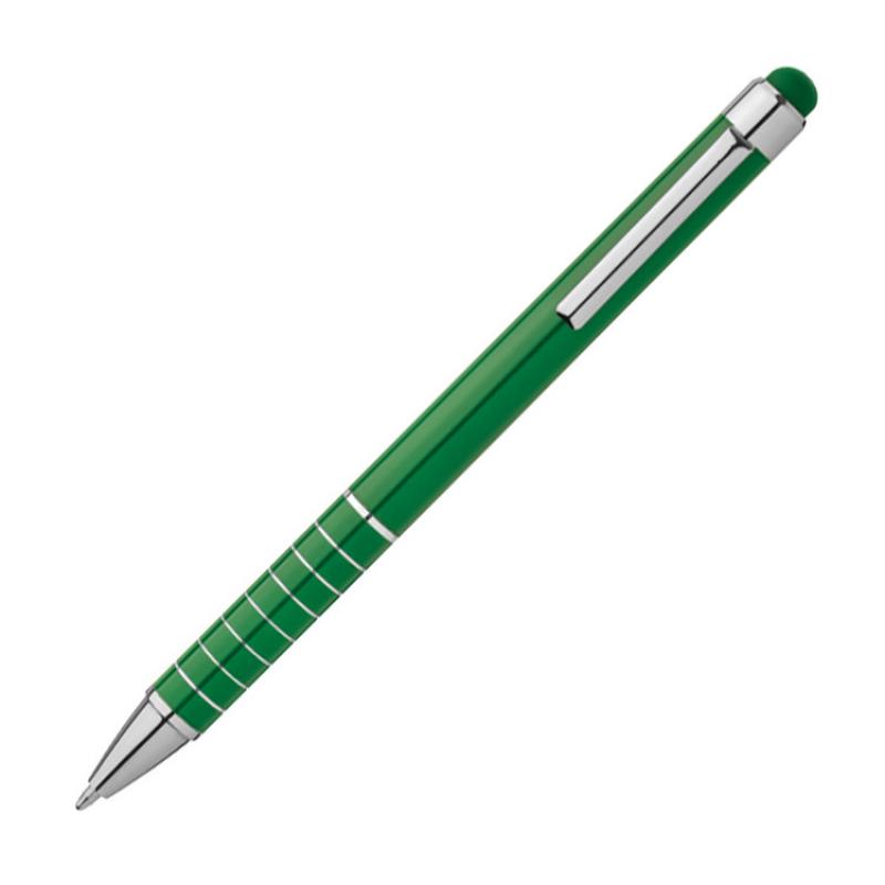 10 Touchpen Kugelschreiber mit Gravur / aus Metall / Farbe: grün
