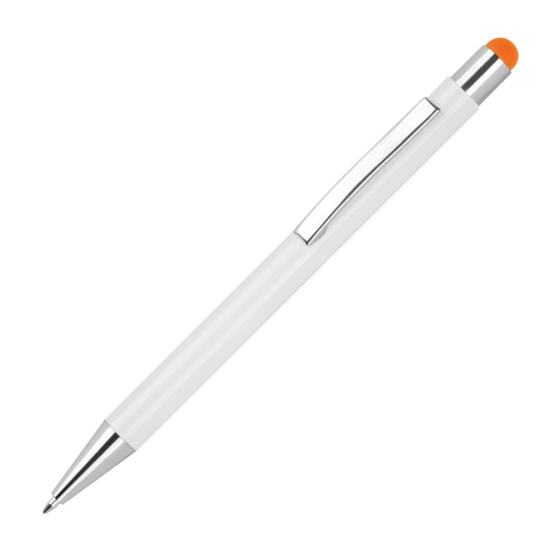 10 Touchpen Kugelschreiber mit Gravur / aus Metall / Stylusfarbe: orange
