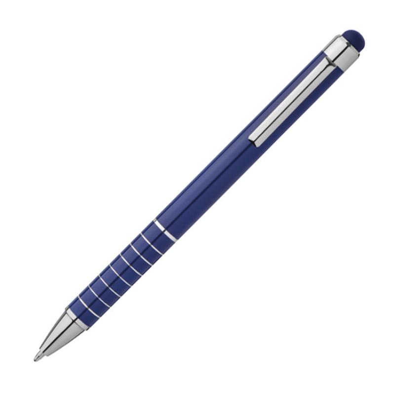 10 Touchpen Kugelschreiber mit Namensgravur - aus Metall - Farbe: blau