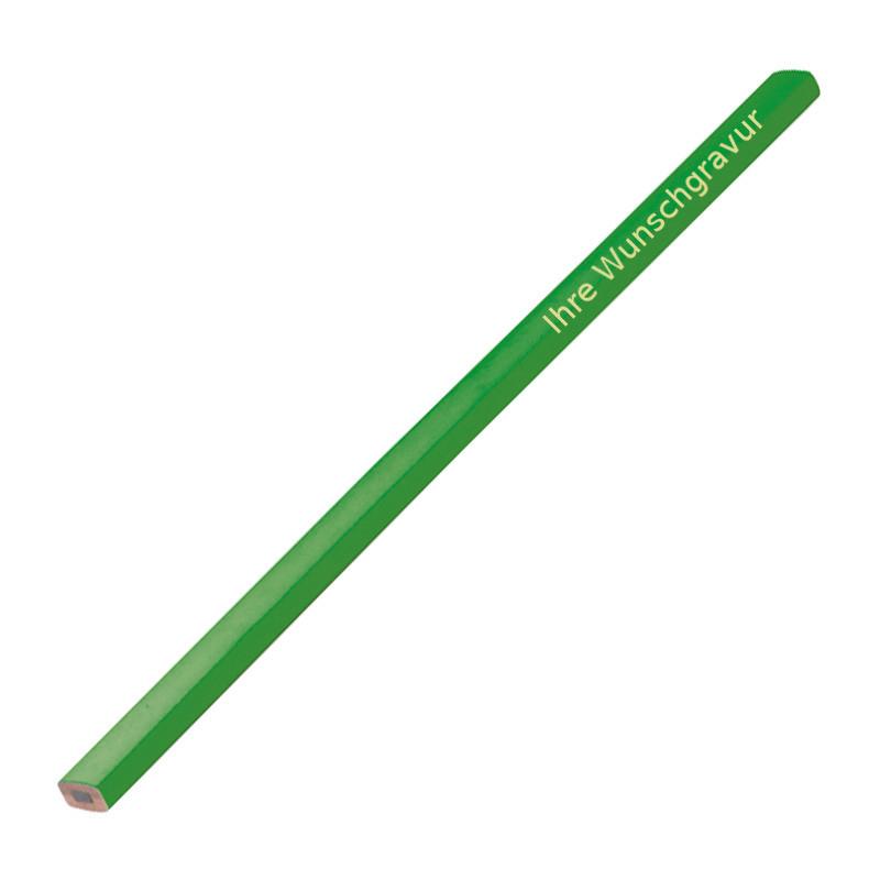 10 Zimmermannsbleistifte mit Gravur / Länge: 25cm / Farbe: lackiert grün