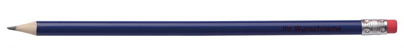 100 Bleistifte mit Radierer / HB / Farbe: lackiert blau / mit Gravur