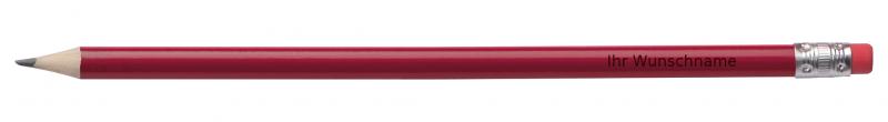100 Bleistifte mit Radierer / HB / Farbe: lackiert rot / mit Gravur