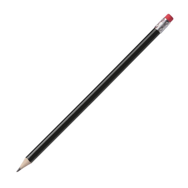 100 Bleistifte mit Radierer - HB - Farbe: lackiert schwarz - mit Namensgravur